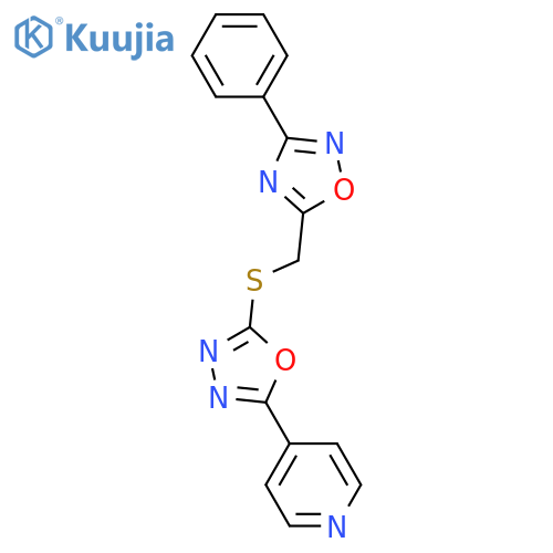 4-(5-{[(3-phenyl-1,2,4-oxadiazol-5-yl)methyl]sulfanyl}-1,3,4-oxadiazol-2-yl)pyridine structure