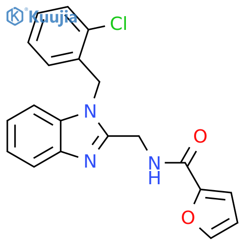 N-({1-(2-chlorophenyl)methyl-1H-1,3-benzodiazol-2-yl}methyl)furan-2-carboxamide structure