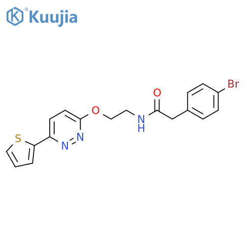2-(4-bromophenyl)-N-(2-{6-(thiophen-2-yl)pyridazin-3-yloxy}ethyl)acetamide structure