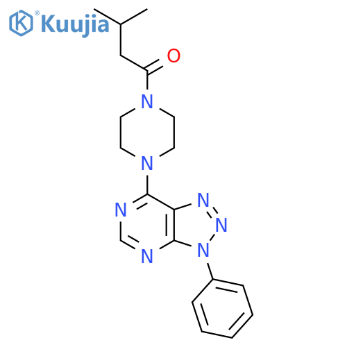 3-methyl-1-(4-(3-phenyl-3H-[1,2,3]triazolo[4,5-d]pyrimidin-7-yl)piperazin-1-yl)butan-1-one structure