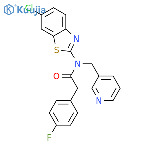 N-(6-chloro-1,3-benzothiazol-2-yl)-2-(4-fluorophenyl)-N-(pyridin-3-yl)methylacetamide structure