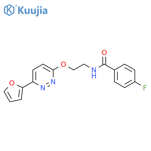 4-fluoro-N-(2-{6-(furan-2-yl)pyridazin-3-yloxy}ethyl)benzamide structure