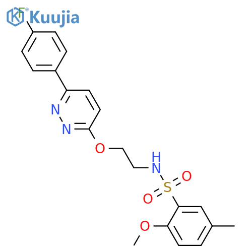 N-(2-{6-(4-fluorophenyl)pyridazin-3-yloxy}ethyl)-2-methoxy-5-methylbenzene-1-sulfonamide structure