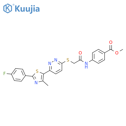 methyl 4-2-({6-2-(4-fluorophenyl)-4-methyl-1,3-thiazol-5-ylpyridazin-3-yl}sulfanyl)acetamidobenzoate structure