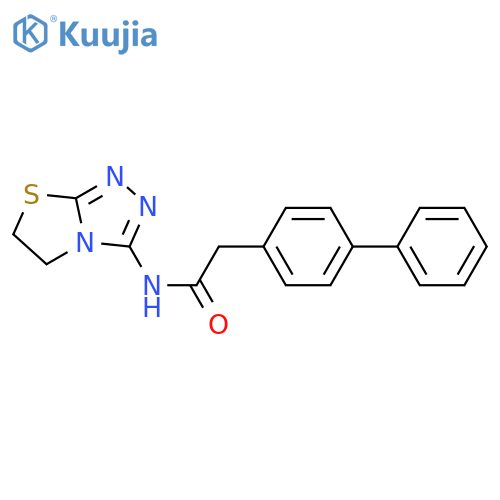2-{1,1'-biphenyl-4-yl}-N-{5H,6H-1,2,4triazolo3,4-b1,3thiazol-3-yl}acetamide structure