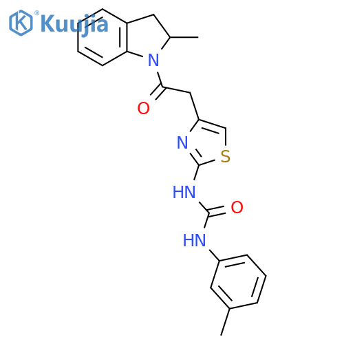 3-{4-2-(2-methyl-2,3-dihydro-1H-indol-1-yl)-2-oxoethyl-1,3-thiazol-2-yl}-1-(3-methylphenyl)urea structure