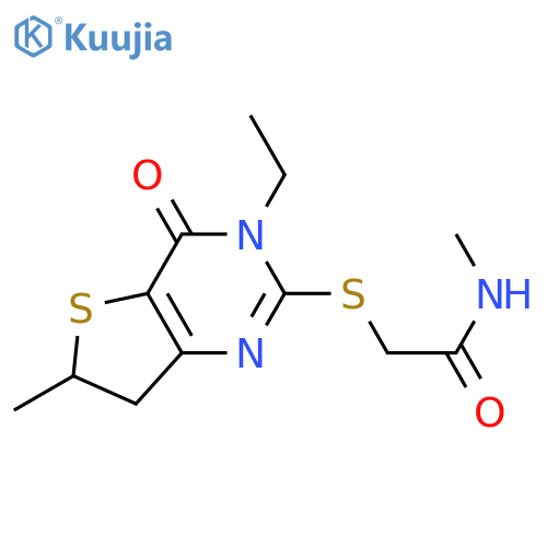 2-({3-ethyl-6-methyl-4-oxo-3H,4H,6H,7H-thieno3,2-dpyrimidin-2-yl}sulfanyl)-N-methylacetamide structure
