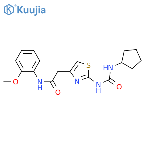 2-{2-(cyclopentylcarbamoyl)amino-1,3-thiazol-4-yl}-N-(2-methoxyphenyl)acetamide structure