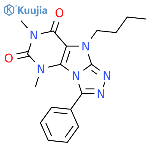 9-Butyl-5,9-dihydro-5,7-dimethyl-3-phenyl-6H-1,2,4-triazolo[4,3-e]purine-6,8(7H)-dione structure