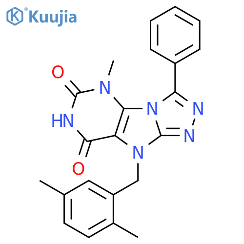 9-(2,5-dimethylphenyl)methyl-5-methyl-3-phenyl-5H,6H,7H,8H,9H-1,2,4triazolo3,4-hpurine-6,8-dione structure