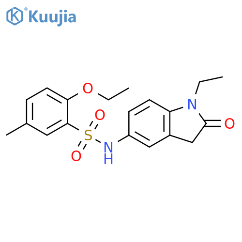 2-ethoxy-N-(1-ethyl-2-oxo-2,3-dihydro-1H-indol-5-yl)-5-methylbenzene-1-sulfonamide structure