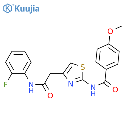 N-(4-{(2-fluorophenyl)carbamoylmethyl}-1,3-thiazol-2-yl)-4-methoxybenzamide structure