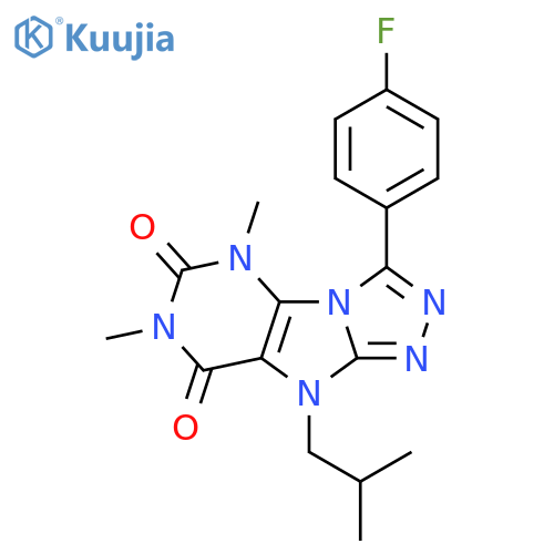 3-(4-fluorophenyl)-5,7-dimethyl-9-(2-methylpropyl)-5H,6H,7H,8H,9H-1,2,4triazolo3,4-hpurine-6,8-dione structure