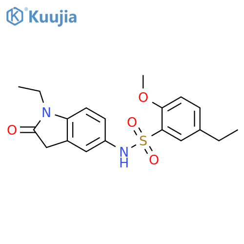 5-ethyl-N-(1-ethyl-2-oxo-2,3-dihydro-1H-indol-5-yl)-2-methoxybenzene-1-sulfonamide structure