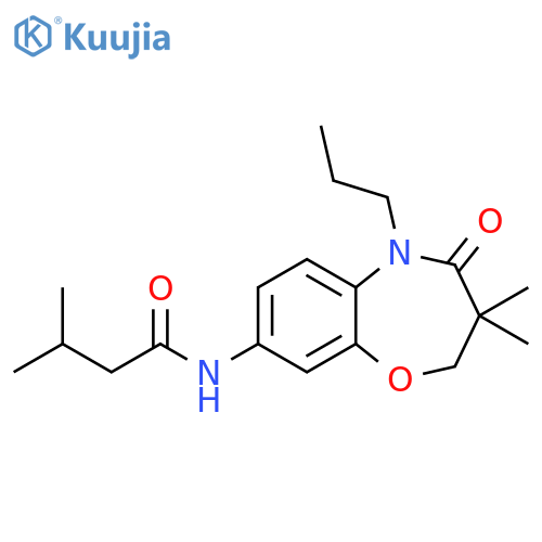 N-(3,3-dimethyl-4-oxo-5-propyl-2,3,4,5-tetrahydro-1,5-benzoxazepin-8-yl)-3-methylbutanamide structure