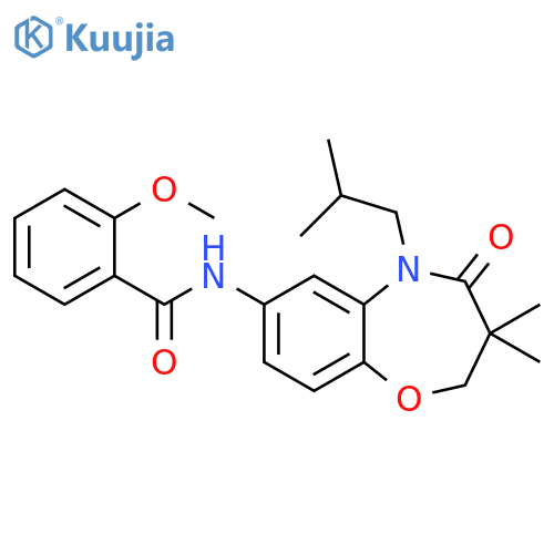 N-3,3-dimethyl-5-(2-methylpropyl)-4-oxo-2,3,4,5-tetrahydro-1,5-benzoxazepin-7-yl-2-methoxybenzamide structure