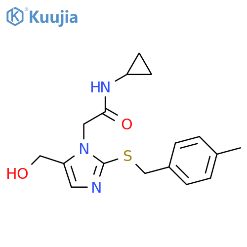 N-cyclopropyl-2-5-(hydroxymethyl)-2-{(4-methylphenyl)methylsulfanyl}-1H-imidazol-1-ylacetamide structure