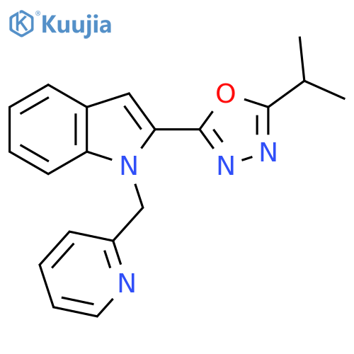 2-5-(propan-2-yl)-1,3,4-oxadiazol-2-yl-1-(pyridin-2-yl)methyl-1H-indole structure
