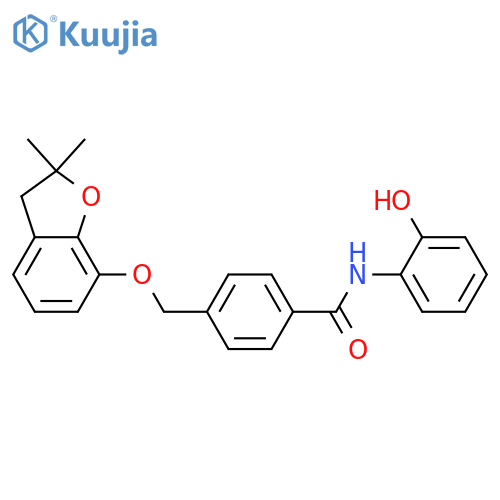 4-{(2,2-dimethyl-2,3-dihydro-1-benzofuran-7-yl)oxymethyl}-N-(2-hydroxyphenyl)benzamide structure