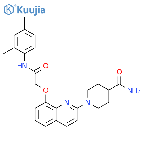 1-(8-{(2,4-dimethylphenyl)carbamoylmethoxy}quinolin-2-yl)piperidine-4-carboxamide structure