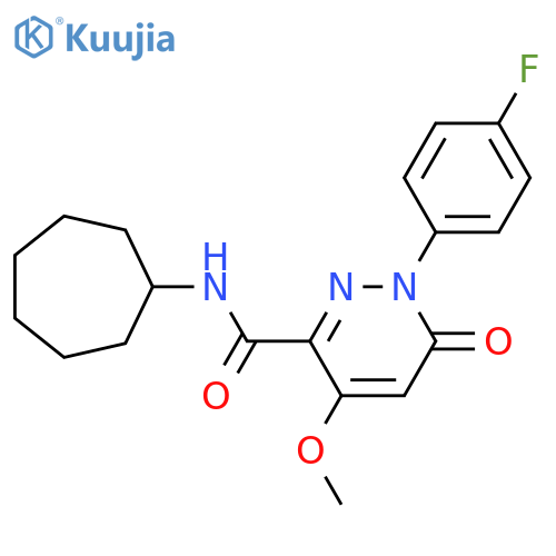 N-cycloheptyl-1-(4-fluorophenyl)-4-methoxy-6-oxo-1,6-dihydropyridazine-3-carboxamide structure