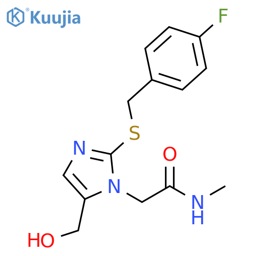 2-(2-{(4-fluorophenyl)methylsulfanyl}-5-(hydroxymethyl)-1H-imidazol-1-yl)-N-methylacetamide structure