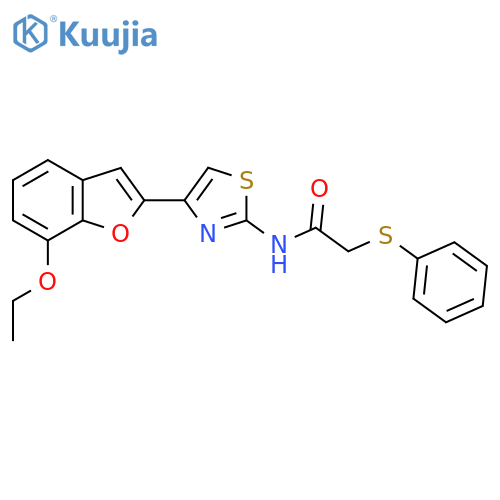 N-4-(7-ethoxy-1-benzofuran-2-yl)-1,3-thiazol-2-yl-2-(phenylsulfanyl)acetamide structure