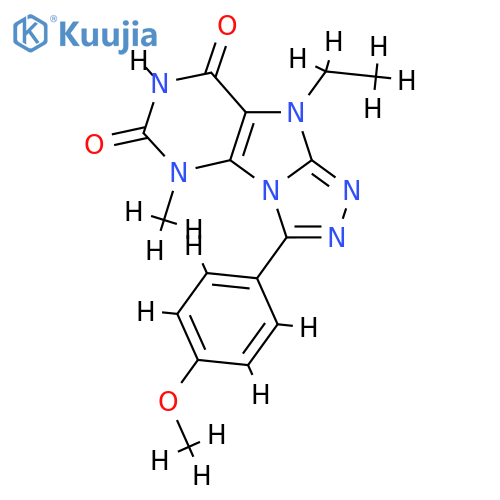 9-ethyl-3-(4-methoxyphenyl)-5-methyl-5H,6H,7H,8H,9H-1,2,4triazolo3,4-hpurine-6,8-dione structure