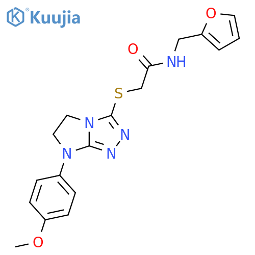 N-(furan-2-yl)methyl-2-{7-(4-methoxyphenyl)-5H,6H,7H-imidazo2,1-c1,2,4triazol-3-ylsulfanyl}acetamide structure