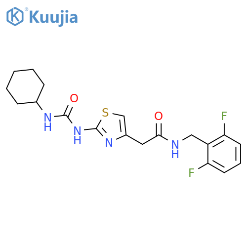 2-{2-(cyclohexylcarbamoyl)amino-1,3-thiazol-4-yl}-N-(2,6-difluorophenyl)methylacetamide structure