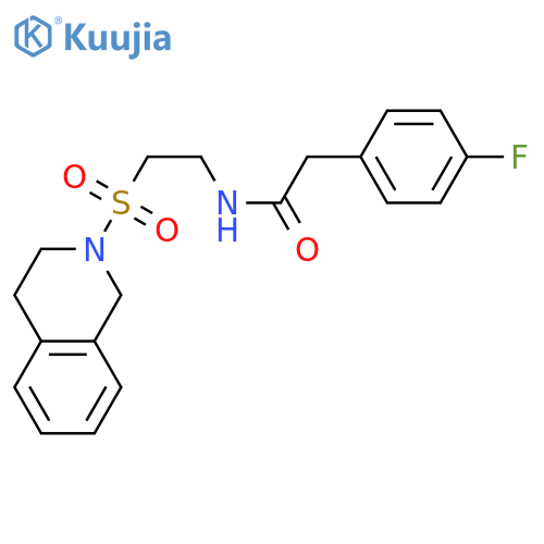 2-(4-fluorophenyl)-N-2-(1,2,3,4-tetrahydroisoquinoline-2-sulfonyl)ethylacetamide structure