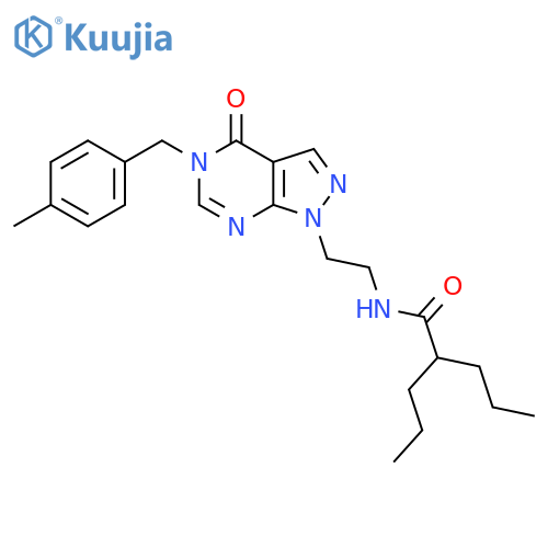 N-(2-{5-(4-methylphenyl)methyl-4-oxo-1H,4H,5H-pyrazolo3,4-dpyrimidin-1-yl}ethyl)-2-propylpentanamide structure