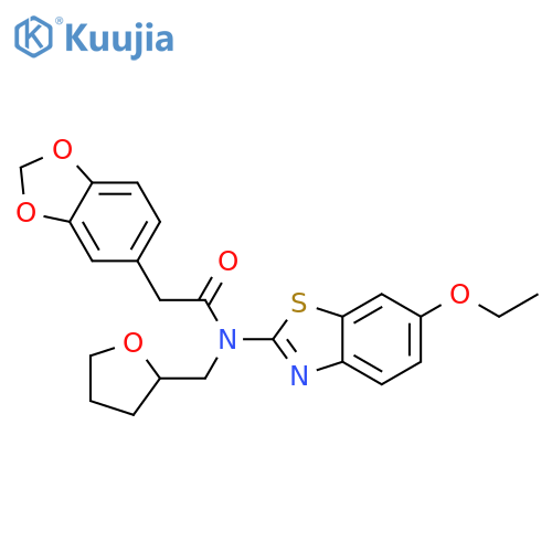 2-(2H-1,3-benzodioxol-5-yl)-N-(6-ethoxy-1,3-benzothiazol-2-yl)-N-(oxolan-2-yl)methylacetamide structure