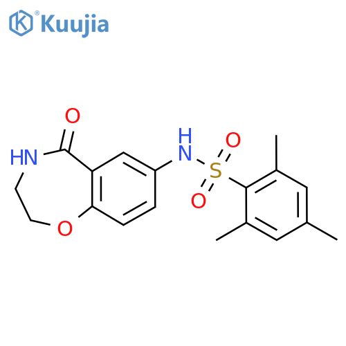 2,4,6-trimethyl-N-(5-oxo-2,3,4,5-tetrahydro-1,4-benzoxazepin-7-yl)benzene-1-sulfonamide structure