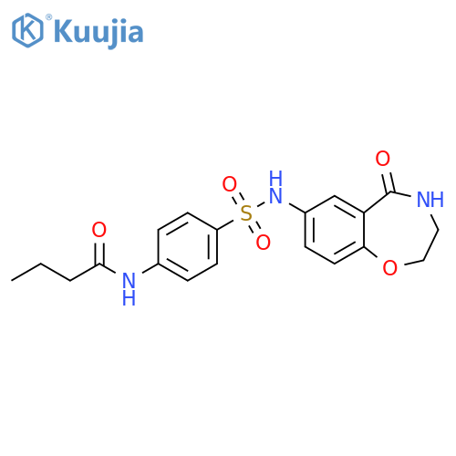 N-{4-(5-oxo-2,3,4,5-tetrahydro-1,4-benzoxazepin-7-yl)sulfamoylphenyl}butanamide structure