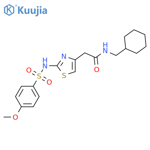 N-(cyclohexylmethyl)-2-2-(4-methoxybenzenesulfonamido)-1,3-thiazol-4-ylacetamide structure