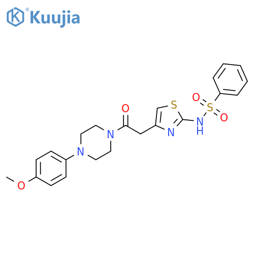 N-(4-{2-4-(4-methoxyphenyl)piperazin-1-yl-2-oxoethyl}-1,3-thiazol-2-yl)benzenesulfonamide structure