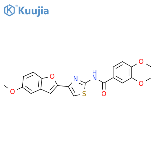N-4-(5-methoxy-1-benzofuran-2-yl)-1,3-thiazol-2-yl-2,3-dihydro-1,4-benzodioxine-6-carboxamide structure