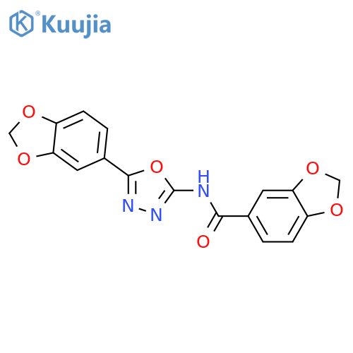 N-5-(2H-1,3-benzodioxol-5-yl)-1,3,4-oxadiazol-2-yl-2H-1,3-benzodioxole-5-carboxamide structure