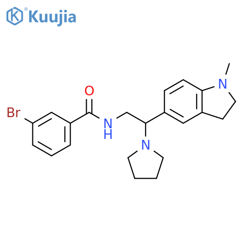 3-bromo-N-2-(1-methyl-2,3-dihydro-1H-indol-5-yl)-2-(pyrrolidin-1-yl)ethylbenzamide structure