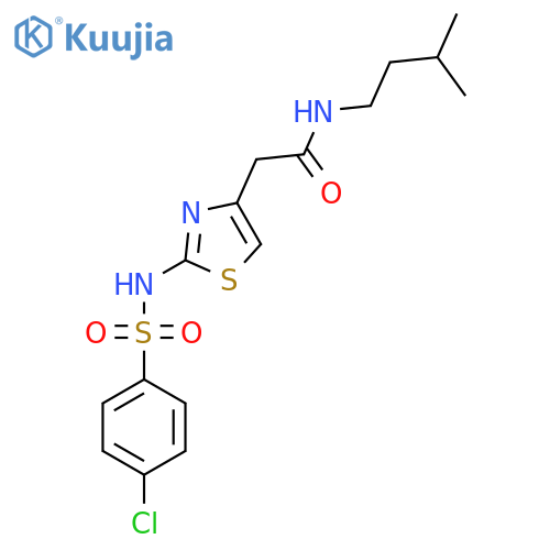 2-2-(4-chlorobenzenesulfonamido)-1,3-thiazol-4-yl-N-(3-methylbutyl)acetamide structure