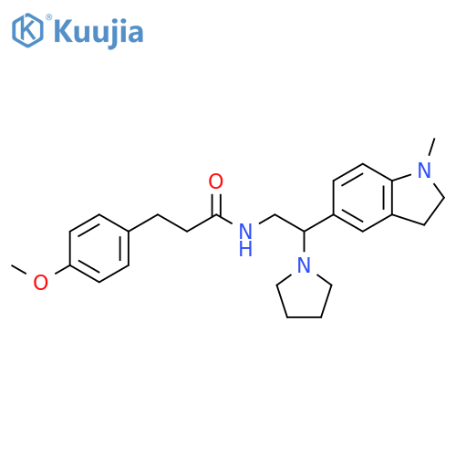 3-(4-methoxyphenyl)-N-2-(1-methyl-2,3-dihydro-1H-indol-5-yl)-2-(pyrrolidin-1-yl)ethylpropanamide structure