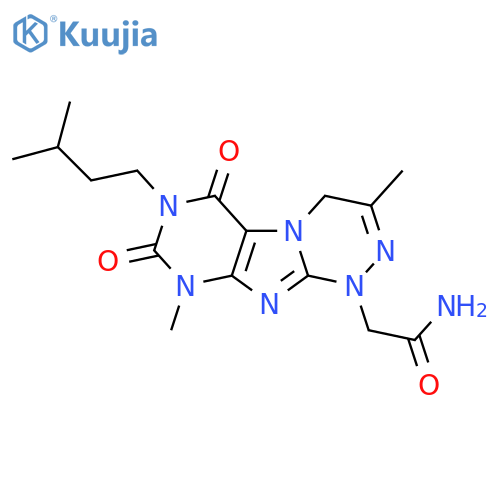 2-3,9-dimethyl-7-(3-methylbutyl)-6,8-dioxo-1H,4H,6H,7H,8H,9H-1,2,4triazino4,3-gpurin-1-ylacetamide structure