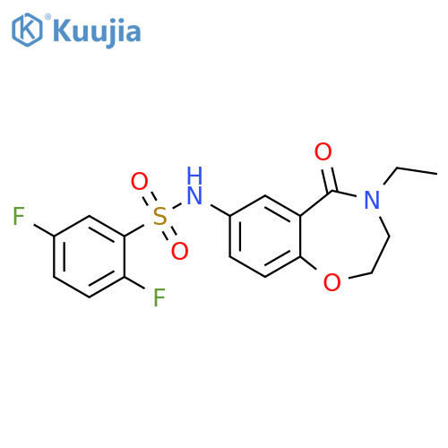 N-(4-ethyl-5-oxo-2,3,4,5-tetrahydro-1,4-benzoxazepin-7-yl)-2,5-difluorobenzene-1-sulfonamide structure