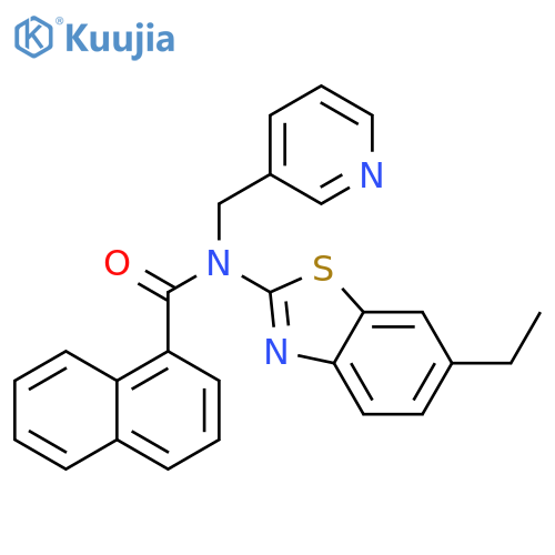 N-(6-ethyl-1,3-benzothiazol-2-yl)-N-(pyridin-3-yl)methylnaphthalene-1-carboxamide structure