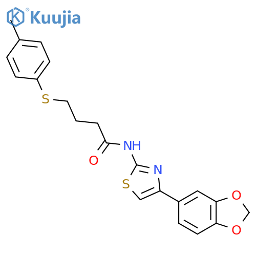 N-4-(2H-1,3-benzodioxol-5-yl)-1,3-thiazol-2-yl-4-(4-methylphenyl)sulfanylbutanamide structure
