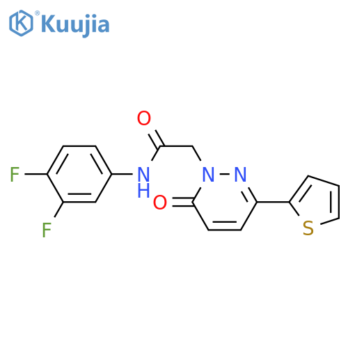 N-(3,4-difluorophenyl)-2-6-oxo-3-(thiophen-2-yl)-1,6-dihydropyridazin-1-ylacetamide structure