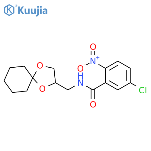 5-chloro-N-({1,4-dioxaspiro4.5decan-2-yl}methyl)-2-nitrobenzamide structure