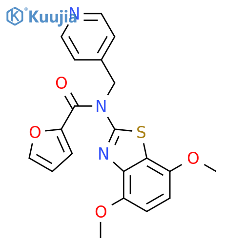 N-(4,7-dimethoxy-1,3-benzothiazol-2-yl)-N-(pyridin-4-yl)methylfuran-2-carboxamide structure