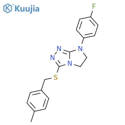 7-(4-fluorophenyl)-3-{(4-methylphenyl)methylsulfanyl}-5H,6H,7H-imidazo2,1-c1,2,4triazole structure